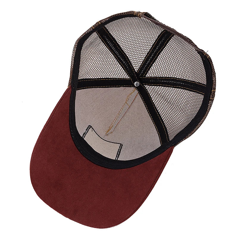 Gorra de malla unisex con parche con diseño de león, de ante, para mujer y hombre, gorra de béisbol de verano con motivos animales, gorra de camionero de moda