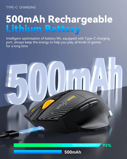 Ratón gaming inalámbrico Bluetooth, ratón RGB con cable/inalámbrico de 12800 DPI con 7 botones programables, para PC portátil y gaming
