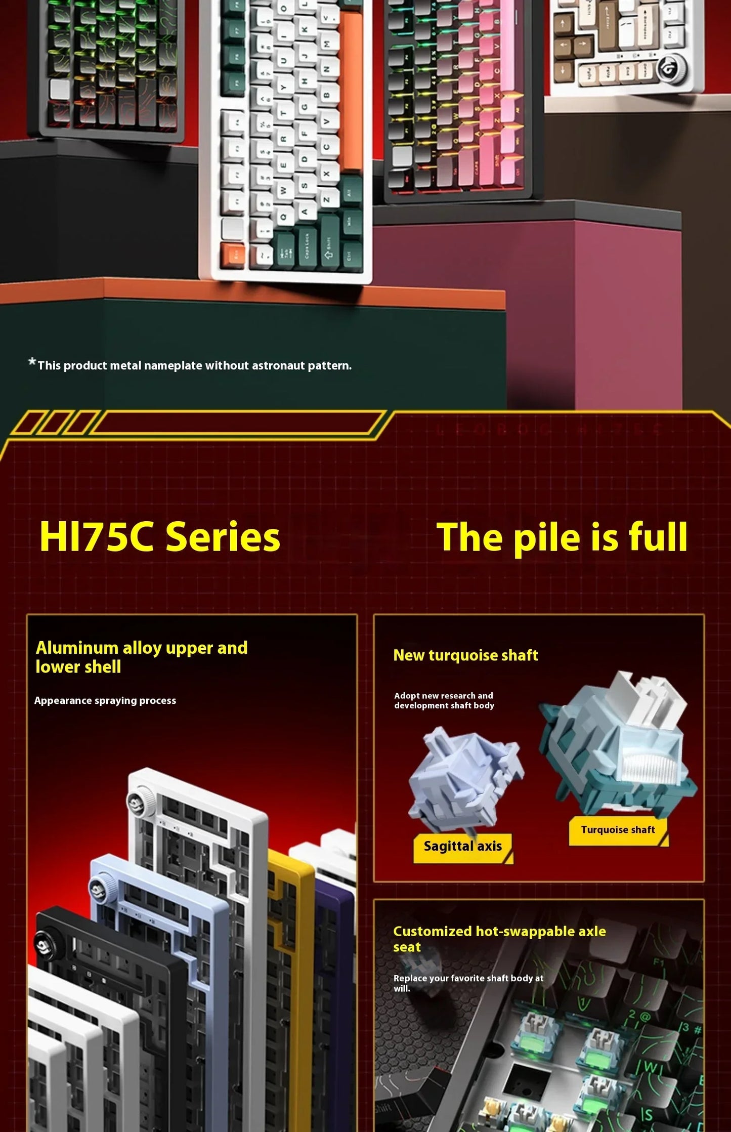 LEOBOG Hi75C Mechanische Tastatur 3Mode/Kabelgebundenes Kit Hot-Swap mit Drehknopf RGB Aluminiumlegierung Gasket Hi75C Tastatur-Kit PC Custom Geschenk