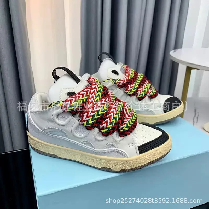 Comfortable High Heel Skate Shoes Thick Bottom Casual Sporty Dad Bag Shoes Vietnamese Cambodian New Style Knot Tied Slip-On