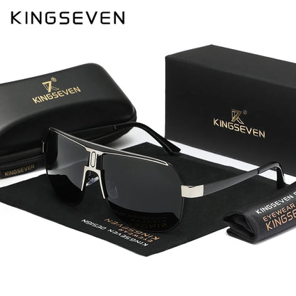 KINGSEVEN Men Women Polarized Alloy Square Oversized Frame Sunglasses Driving Sun Glasses Shades Oculos Masculino Male