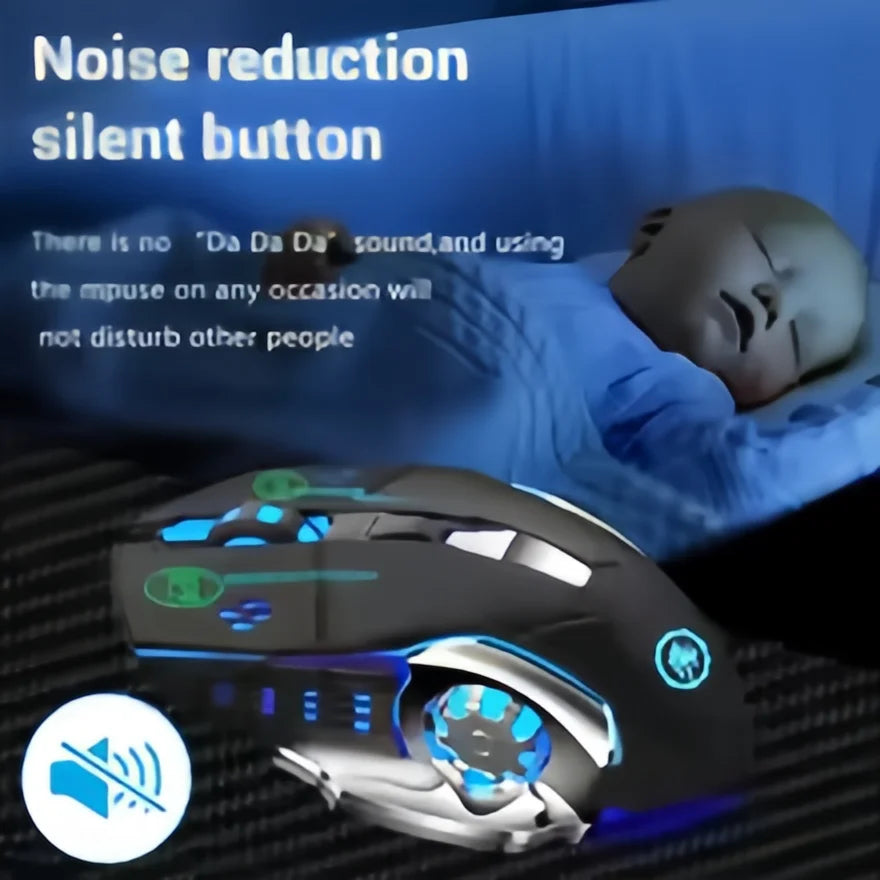 Ratón gaming inalámbrico recargable – Bluetooth/USB silencioso, retroiluminación RGB, e-sports para PC