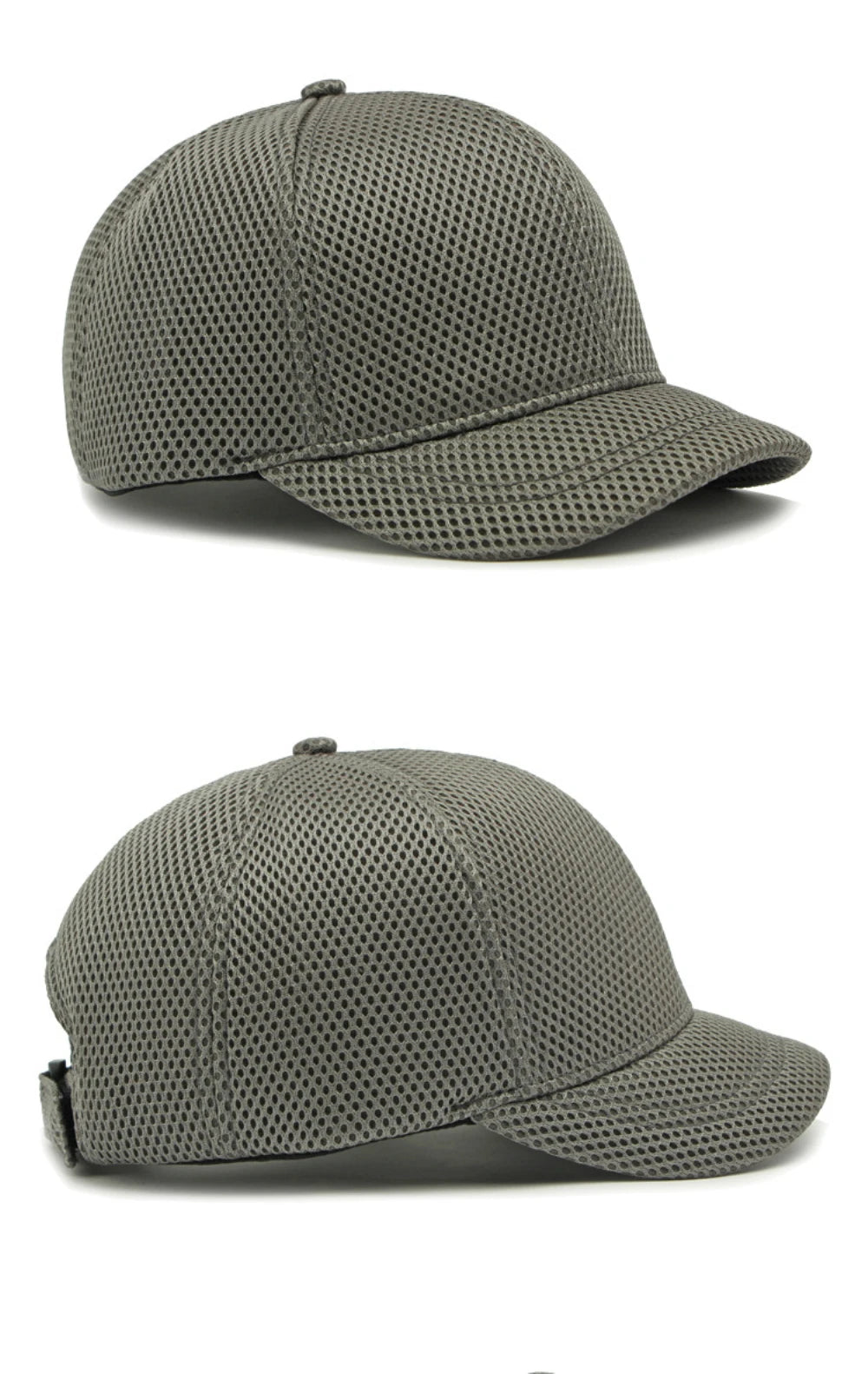 HT4828 Gorra de béisbol de ala corta de 5 cm para hombre, 6 paneles, gorra de béisbol de malla transpirable, gorra tipo «trucker», para hombre y mujer, lisa, sin estampados, con cierre a presión