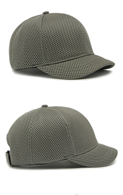 HT4828 Gorra de béisbol de ala corta de 5 cm para hombre, 6 paneles, gorra de béisbol de malla transpirable, gorra tipo «trucker», para hombre y mujer, lisa, sin estampados, con cierre a presión