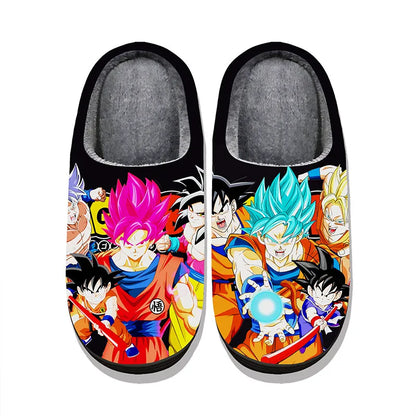 Anime Dragon Ball Plush Slippers Goku Vegeta Winter Fuzzy Warm Cotton Shoes Cute Cosplay Men Home Indoor Non-Slip Slipper Gifts