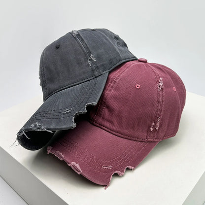 New Unisex Notch Solid Personal Baseball Hats Breathable Broken Style Sunshade Casual Peaked Caps Versatile Distress Fashion ins