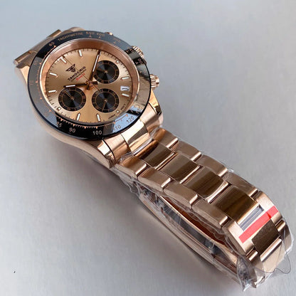 Luxuriöse VK63 Herrenuhr mit Quarzwerk, Business-Chronograph, 39mm, Stahl/Roségold, Datum, leuchtendes Zifferblatt, voll funktionsfähiger Chronograph