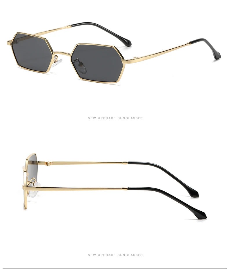 New Personalized Small Frame Polygon Sunglasses Retro Women Square Sun Glasses Fashion Men Street Photography Eyeglasses