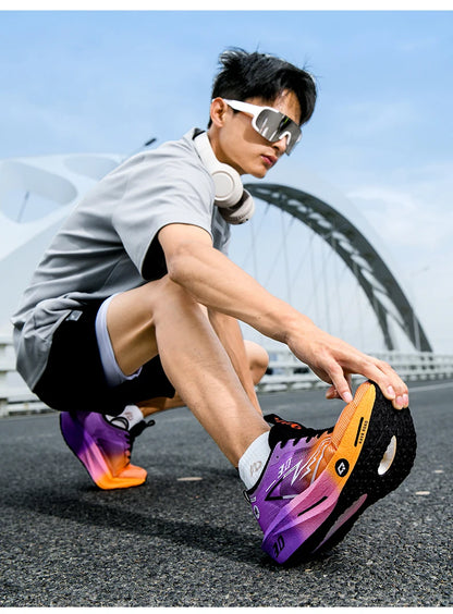 Men's Carbon Board Sneakers Anti-Slip Cushioned Comfortable Racing Training Running Shoes Mesh Tennis Shoes Casual for Women