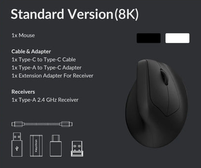 Keychron M5 Wireless Ergonomic Mouse with 8K Polling Rate, Bluetooth & 2.4GHz, 26K DPI Optical Sensor, Rechargeable Vertical Mouse