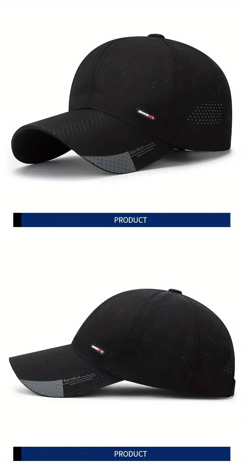 Gorra de béisbol de secado rápido y ultratranspirable: ligera y ajustable, con visera de pico a la última; perfecta para deportes al aire libre