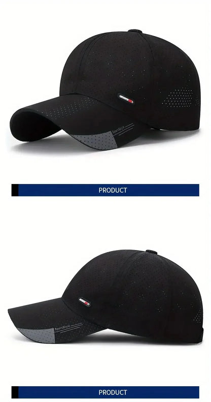 Gorra de béisbol de secado rápido y ultratranspirable: ligera y ajustable, con visera de pico a la última; perfecta para deportes al aire libre