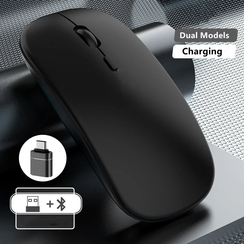 Mouse wireless ricaricabile a doppia modalità Bluetooth compatibile e 2.4G USB per computer, laptop, iPad, tablet e notebook, mouse da gaming