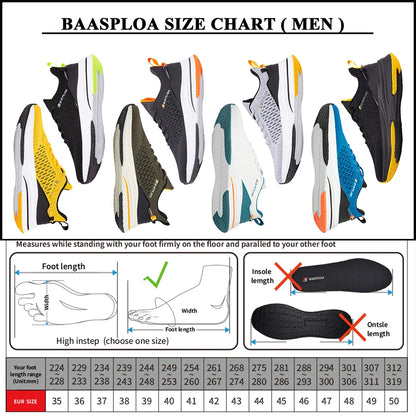 Scarpe da running leggere Baasploa da uomo, confortevoli sneaker casual da uomo in mesh di design, con lacci, per sport all’aperto e tennis