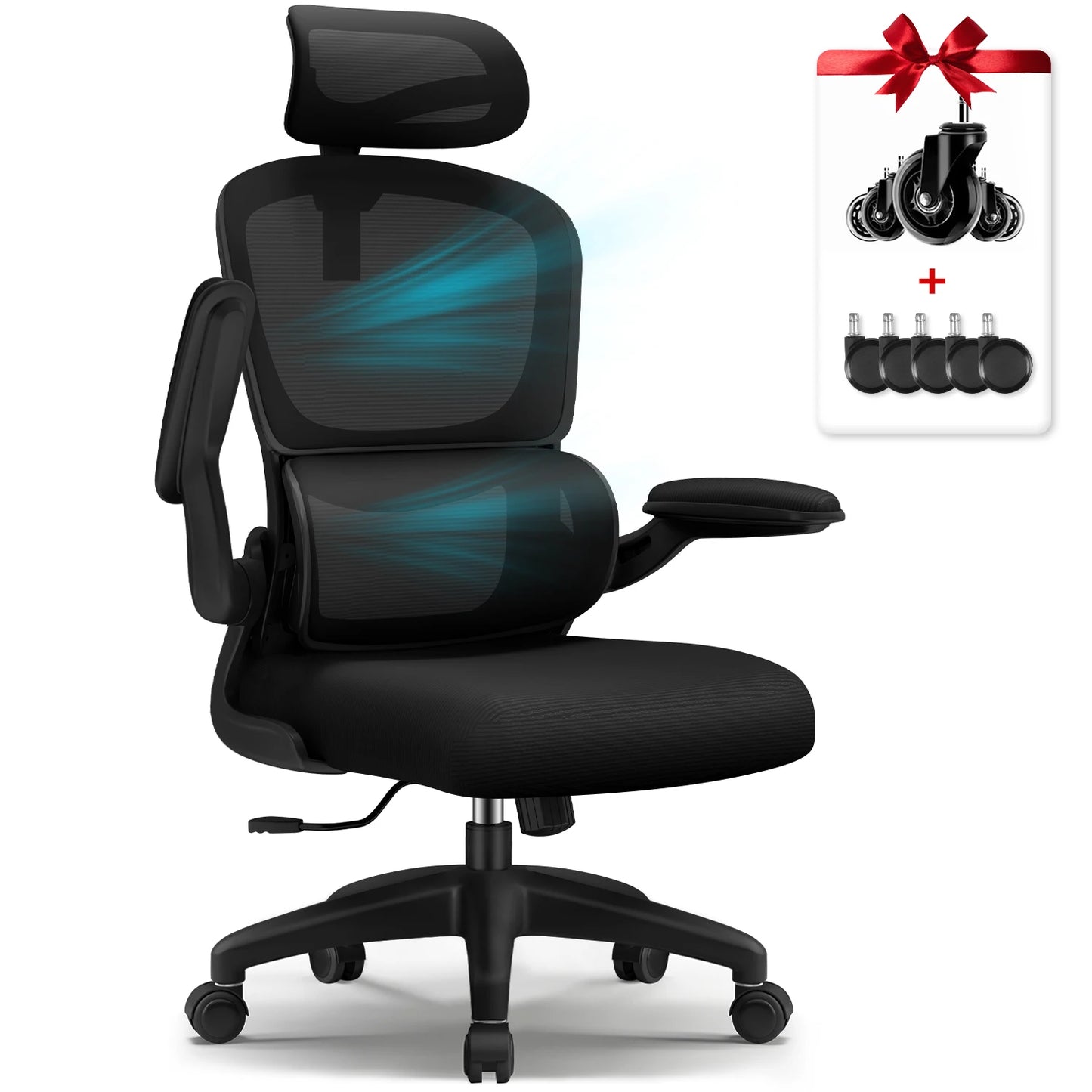 Daccormax office chair ergonomic, Desk chair, 150kg capacity, adjustable headrest and armrests, Computer chair with lumbar support