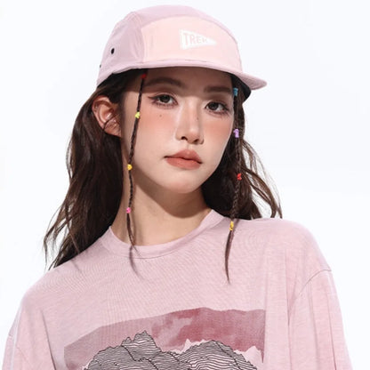 5 Panel Short Brim Embroidered Baseball Cap - Ladies' Sun Hat, Quick Dry Breathable Mesh, Lightweight, Stylish Versatile Cap