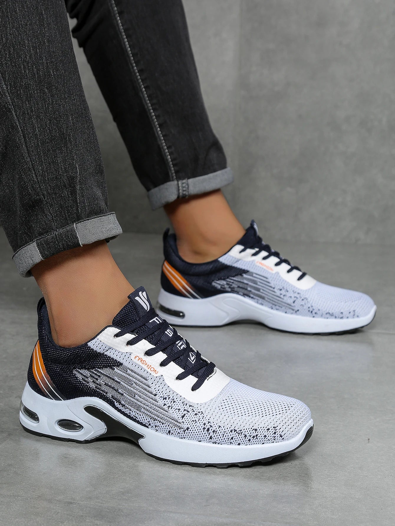 Herrenschuhe, lässige Herrenschuhe, atmungsaktives Mesh, Luftpolsterung, weiche Sohle, modische Sportschuhe im Color-Block-Design