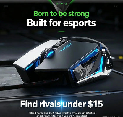 RGB Dual-Mode Wired Mouse 2.4G Wireless Mouse Gaming Mouse Rechargeable Silent Mouse 3600 DPI Adjustable Mouse Mice for Laptop
