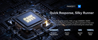 Ratón gaming inalámbrico ATTACK SHARK X11SE, trimodo, superligero de 63g con sensor PAW3311, 22000 DPI, batería de 300mAh, controlador dual