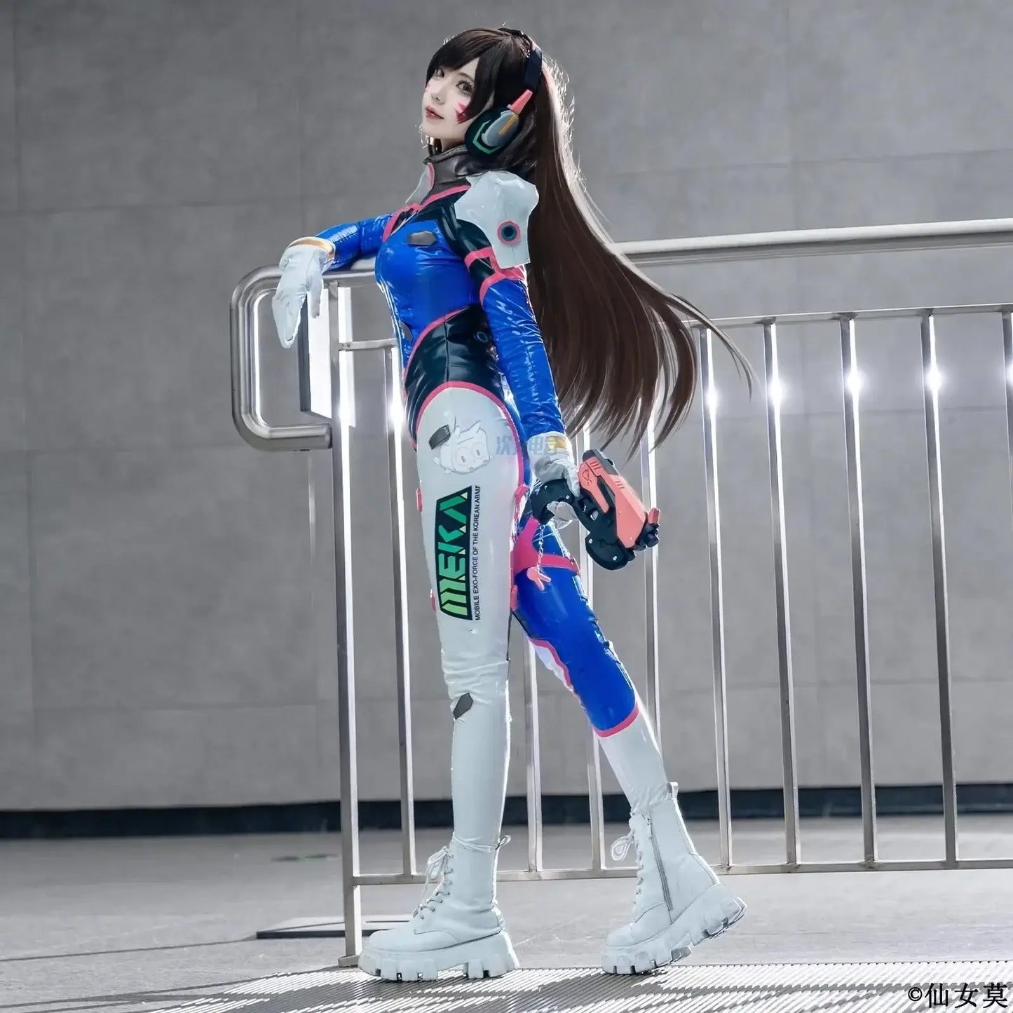 Game Overwatch Dva Song Hana Cosplay Costume Women Cute Elasticity Leather Jumpsuit Zentai Suit Halloween Carnival Party Clothes