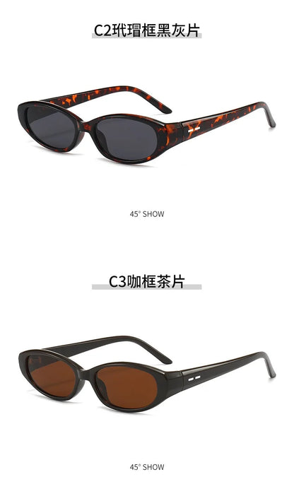 Retro Oval Sunglasses for Women Men Chic Cat Eye Y2K Designer UV400 Sun Glasses Outdoor Sports Eyewear Hiking Cycling Shades