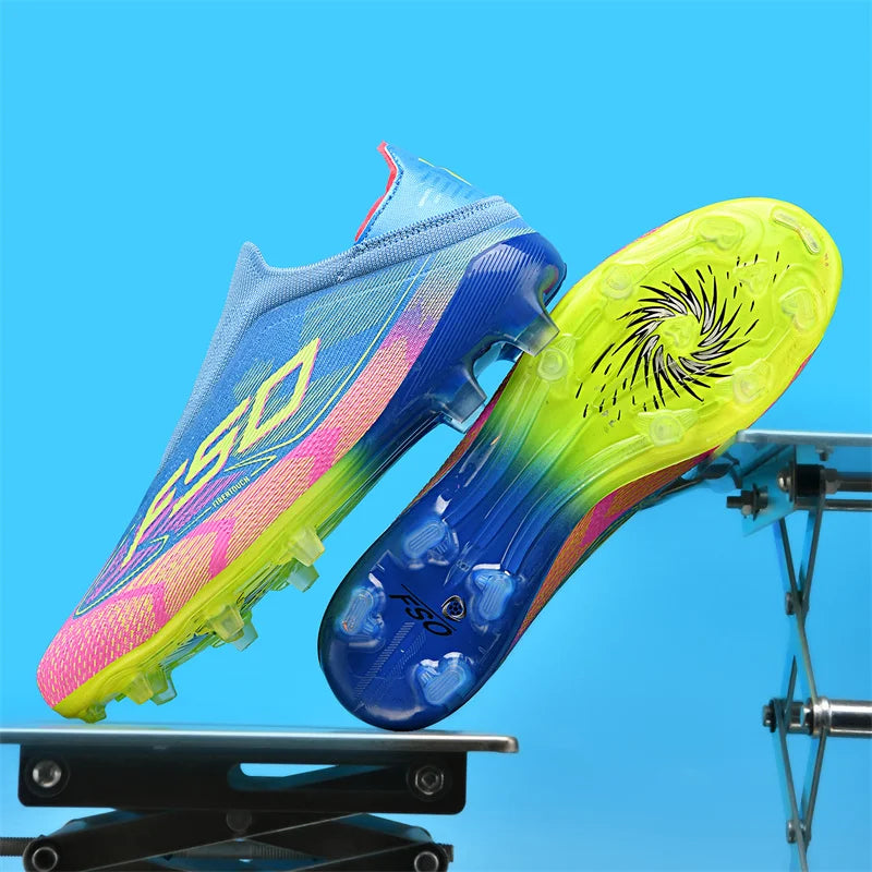 Nouveaux hommes chaussures de Football Match intérieur vente chaude bottes de Football en plein air crampons d'herbe baskets de Futsal montantes antidérapantes de haute qualité