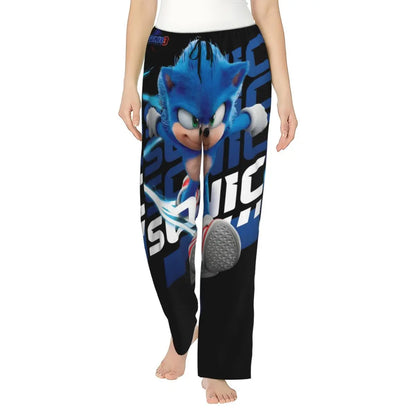 Custom Printed Womens Soniced Pajama Pants Hedgehog Game Sleepwear Sleep Lounge Bottoms with Pockets