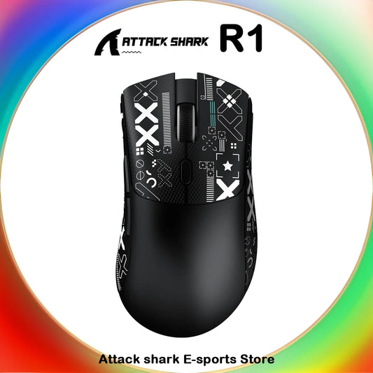 Attack Shark R1 trådlös gamingmus Tri Mode 2.4G Bluetooth trådbunden 18K DPI 1000Hz PAW3311-sensor 59g lätt uppladdningsbar