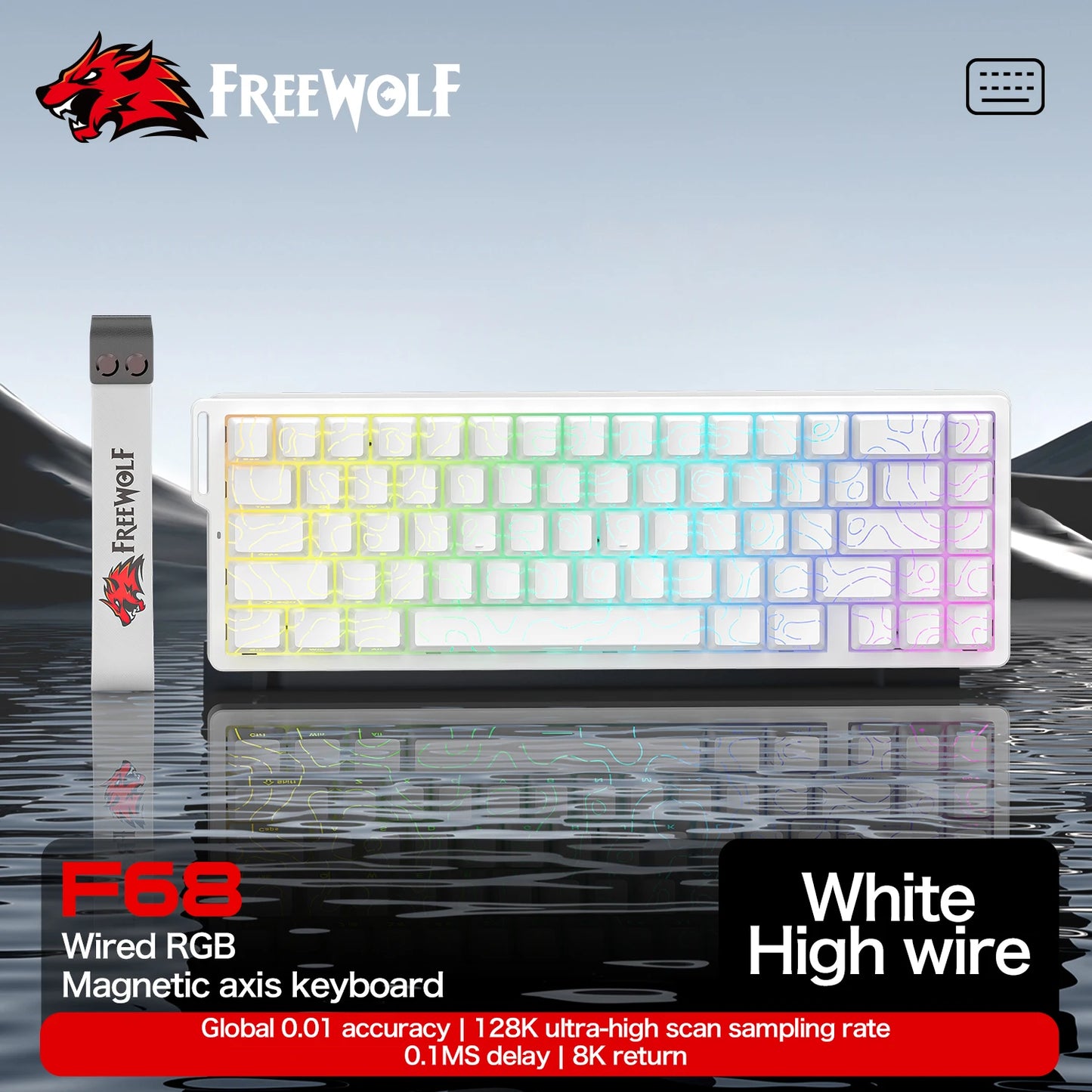Magnetic Gaming Keyboard ATTACK SHARK X68HE X68PRO HE and FREEWOLF F68 Wired F68Pro Wireless for Pro Gaming 0.01mm Rapid Trigger
