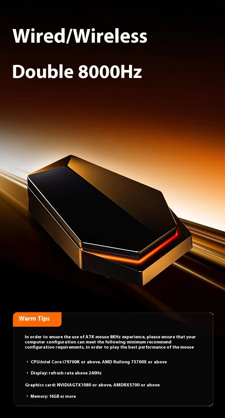 Mouse Gaming Wireless ATK A9 Plus A9/A9 SE/A9 Pro Tri-Mode 8K, Leggero, A9 Ultimate per E-sport e PC, Regalo Personalizzato
