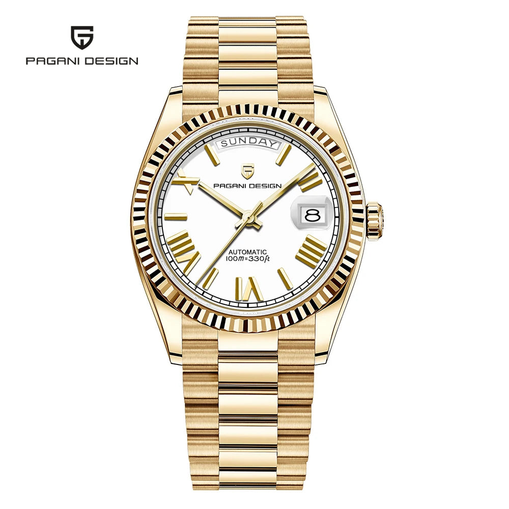Relógio PAGANI DESIGN DD40 para homem – Modelo em ouro rosa, relógio de pulso mecânico de luxo, movimento automático, vidro de safira com tratamento antirreflexo, estanque