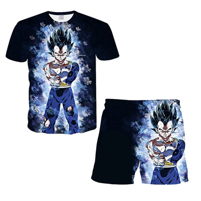 Japanese cartoon Dragon Ball Z T-shirt children's top T-shirt shorts two-piece set for summer boys T-shirt+shorts beach pants