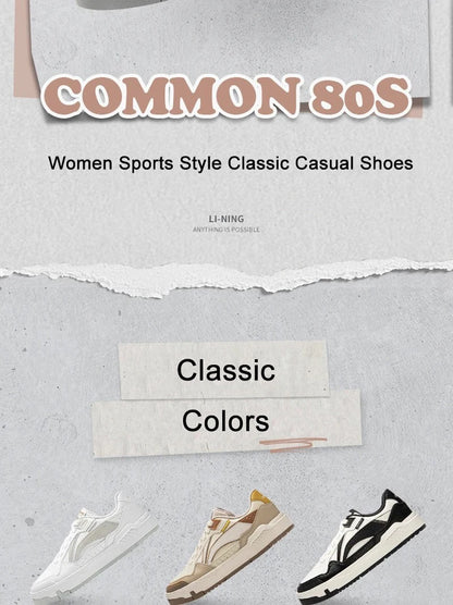 Damskie buty lifestyle Li-Ning COMMON 80s DUAL CUSHION – sportowe buty do codziennego noszenia, klasyczne i wygodne sneakersy rekreacyjne LiNing AGCU158