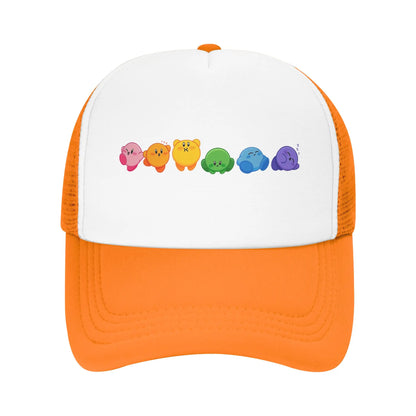 Kirbys за възрастни, шапки „Rainbow Trucker“, винтидж бейзболни шапки от мрежа, шапки със закрепваща се лента, шапки „Dad Hat“, шапки за слънце, дишащи спортни шапки, на едро, нови