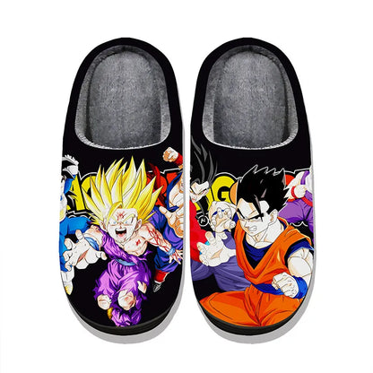 Anime Dragon Ball Plush Slippers Goku Vegeta Winter Fuzzy Warm Cotton Shoes Cute Cosplay Men Home Indoor Non-Slip Slipper Gifts