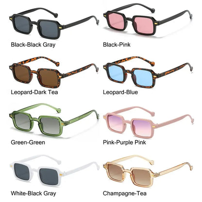 Fashion Square Sunglasses Women New Retro Rivets Decoration Glasses  Men Leopard Blue Sun Glasses Gradient Shades UV400
