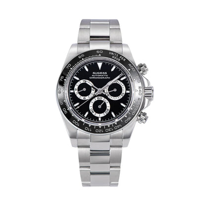 Sugess Panda Chronograph Movement Automatic Mechanical Chronograph Wristwatch Waterproof Diving Men Watches Ceramic Bezel Tona