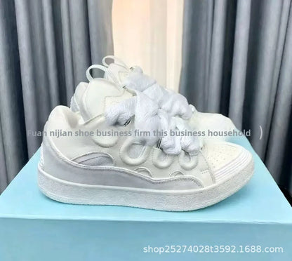 Comfortable High Heel Skate Shoes Thick Bottom Casual Sporty Dad Bag Shoes Vietnamese Cambodian New Style Knot Tied Slip-On