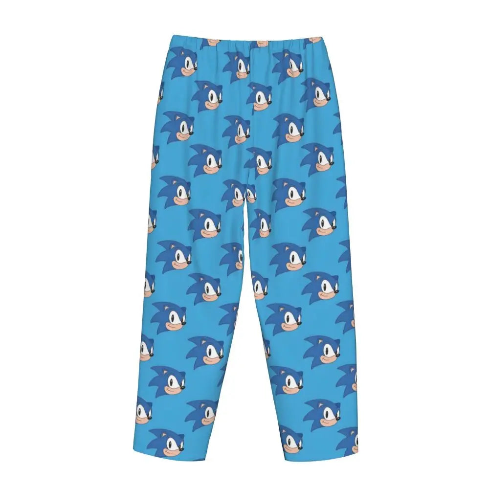 Custom Printed Womens Soniced Pajama Pants Hedgehog Game Sleepwear Sleep Lounge Bottoms with Pockets