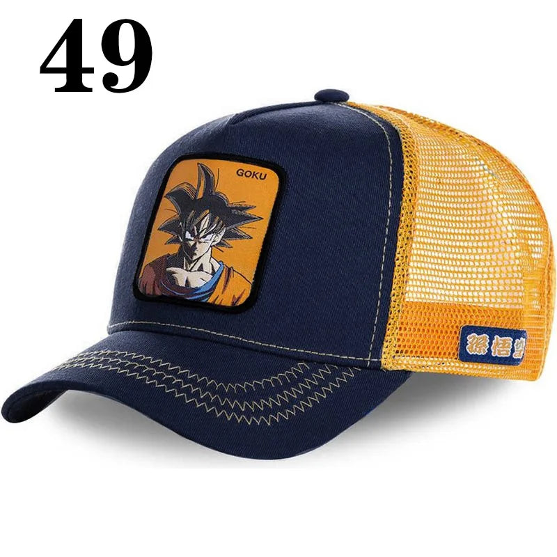 Dragon Ball DRAGONBALL síťovaná čepice, kreslená síťovaná čepice, pánská a dámská baseballová čepice, módní čepice s nášivkou, trucker čepice