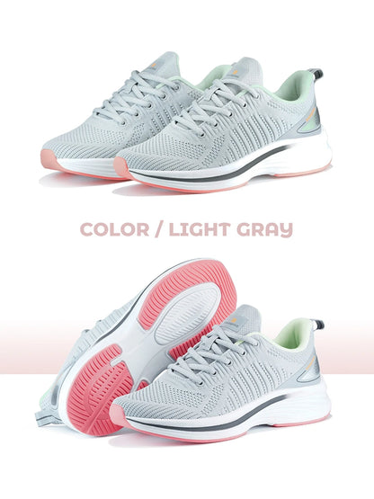 Baasploa Women Sport Shoes Comfort Lightweight Running Shoes for Women Mesh Breathable Casual Sneakers White Walking Sneakers