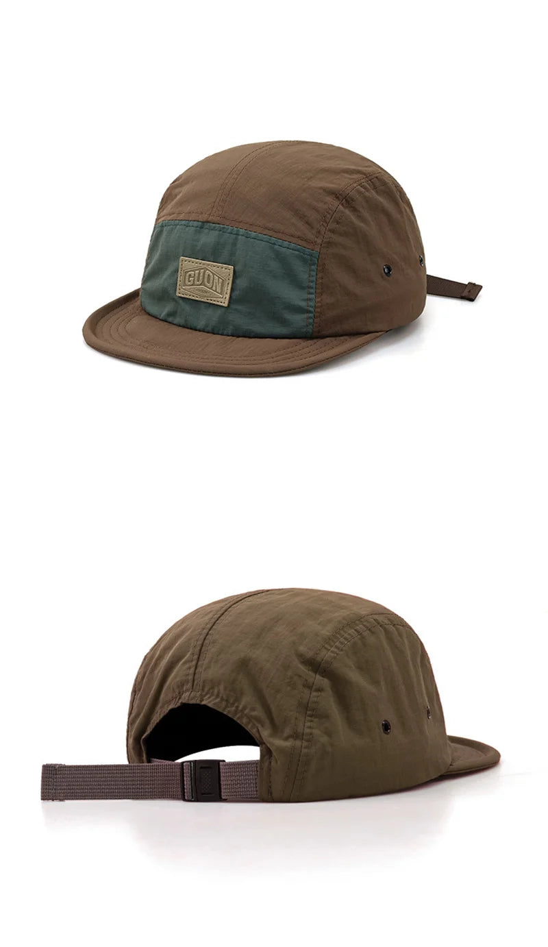 Zomerse, dunne, ademende en sneldrogende baseballpet voor mannen en vrouwen, voor outdooravonturen en bescherming tegen de zon, met korte klep en 5 flappen, geschikt voor wandeltochten
