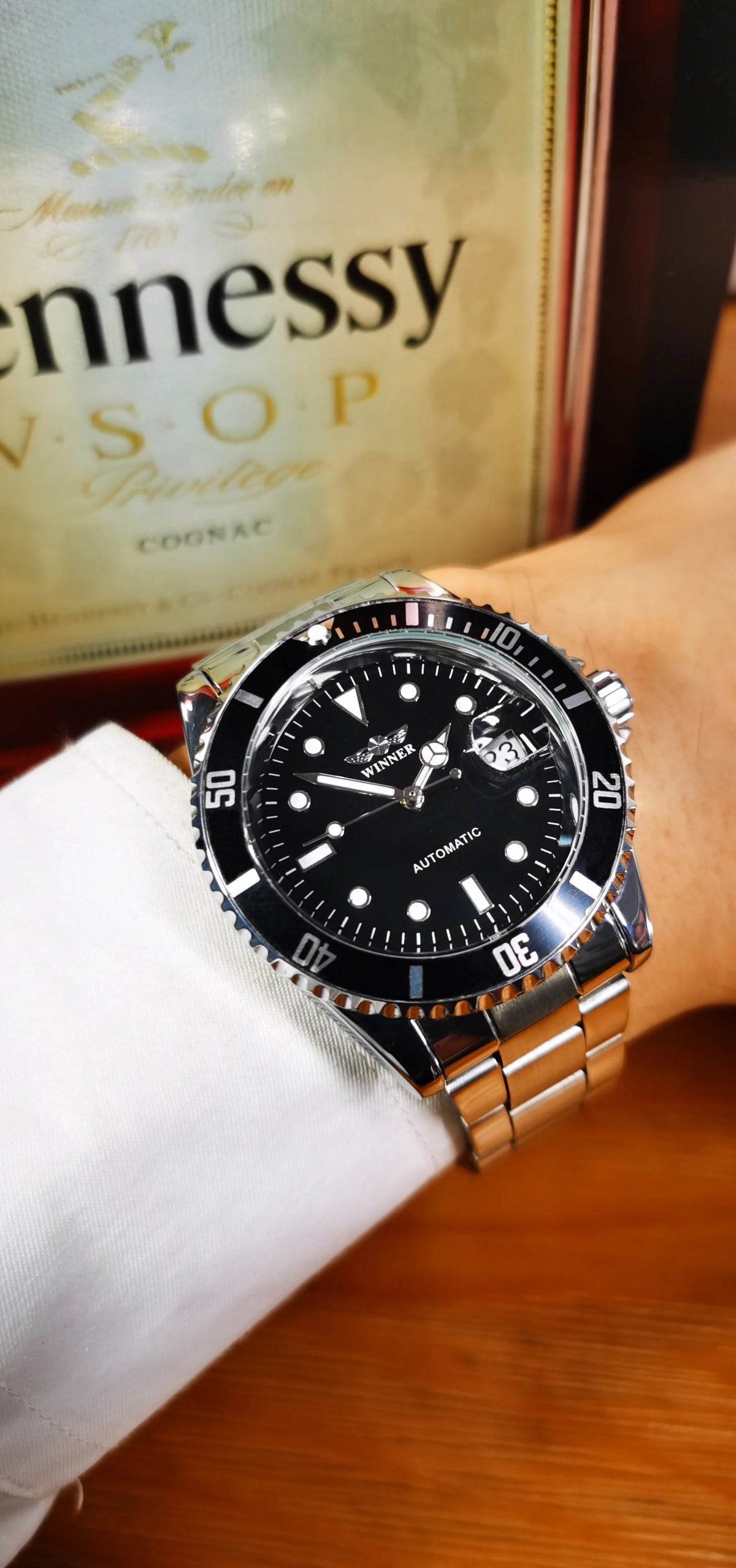 Relógio mecânico clássico para homem – Marca de luxo, estilo profissional, movimento automático, luneta rotativa, mostrador luminescente, bracelete em aço