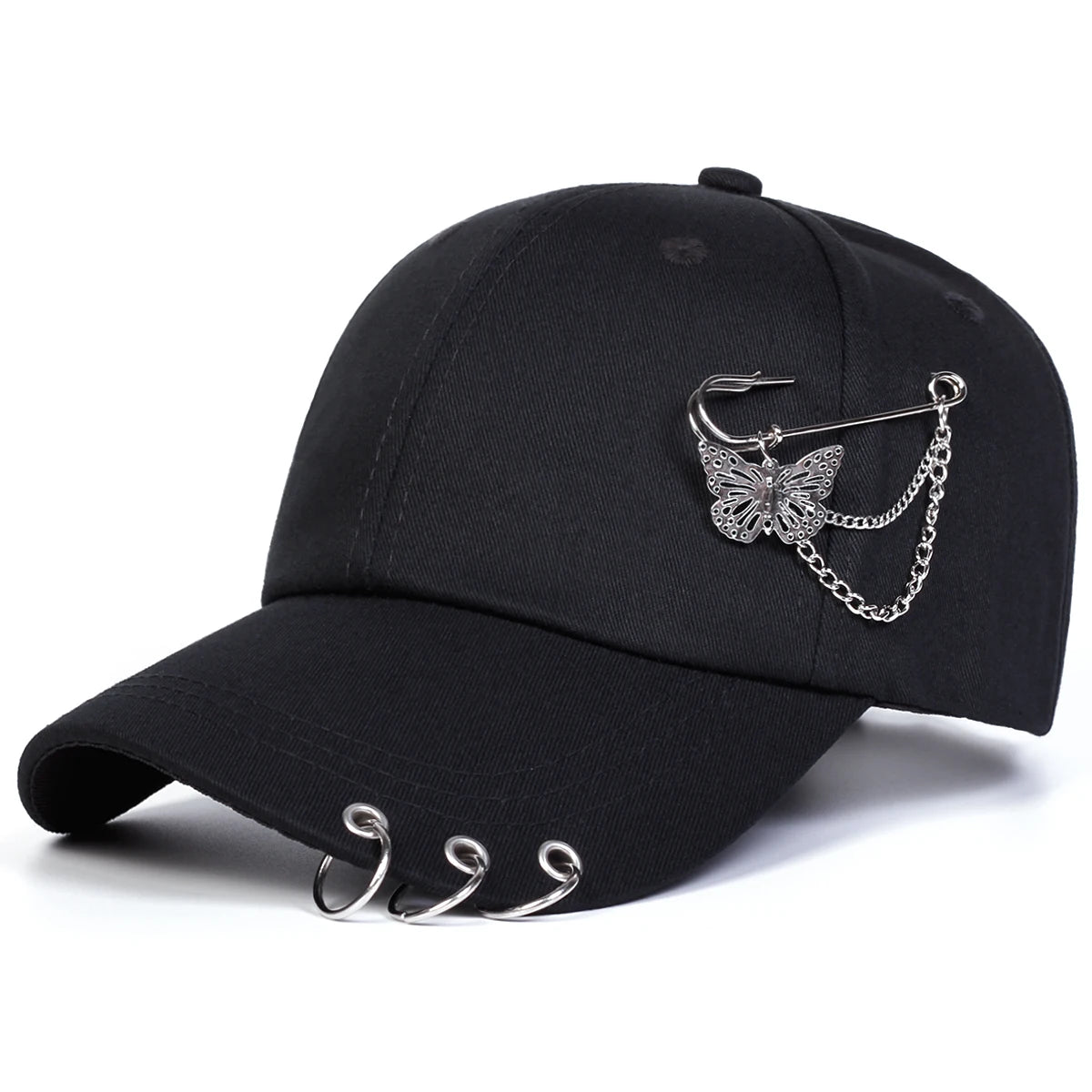 Gorras de béisbol unisex con anilla de hierro en forma de mariposa, para primavera y otoño, al aire libre, ajustables, informales, con protección solar, gorras deportivas