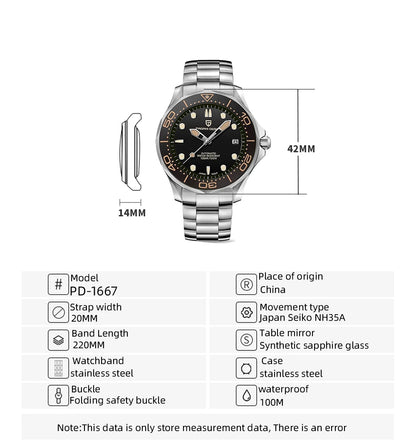 PAGANI DESIGN Men's Watches Mechanical Automatic Watch Sport Ceramic Bezel Luminous Stainless Steel Waterproof Top Watch for Men