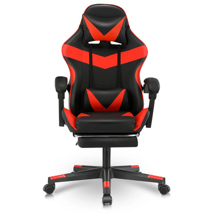 Gaming chair, office chair, desk chair, heavy-duty chair. Ergonomically designed with a cushioned seat and adjustable backrest.