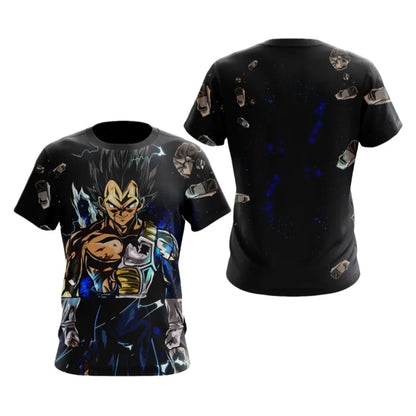 2026 New Summer Dragon Ball T-Shirt 3D Print Vegeta Super Saiyan Blue Neon Oversized Loose Breathable Gym Streetwear Unisex Tee