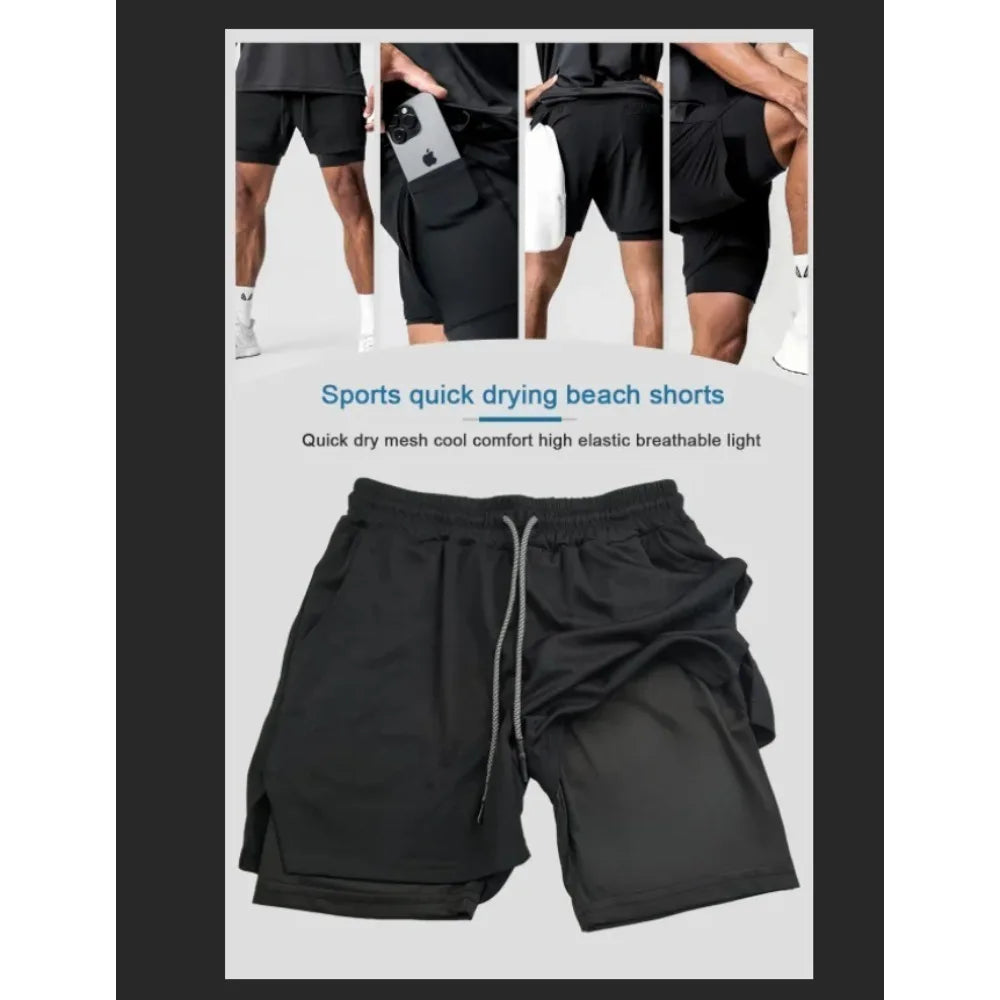 Dragon Ball GOKU Anime Peripheral Printing Double-layer Shorts 2025 American Sports Summer Men's Loose Breathable Pants