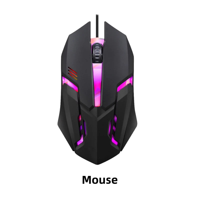 Set tastiera e mouse cablati da gaming ergonomici con tastiera 104 tasti, retroilluminazione RGB con effetto respiro, per computer, laptop, gamer e ufficio