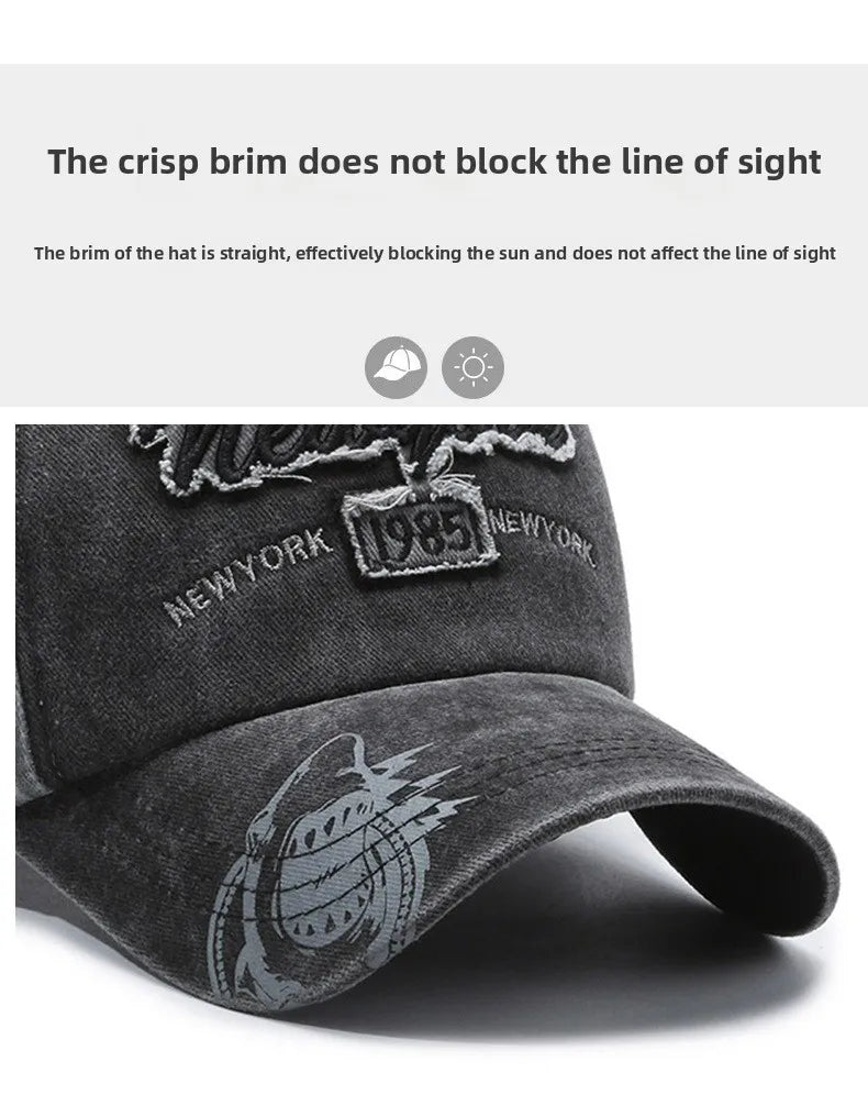 New Hat Spring and Summer European and American Sunscreen Baseball Cap Men's Washed Old Outdoor Casual Cap Women's Retro Sun Hat